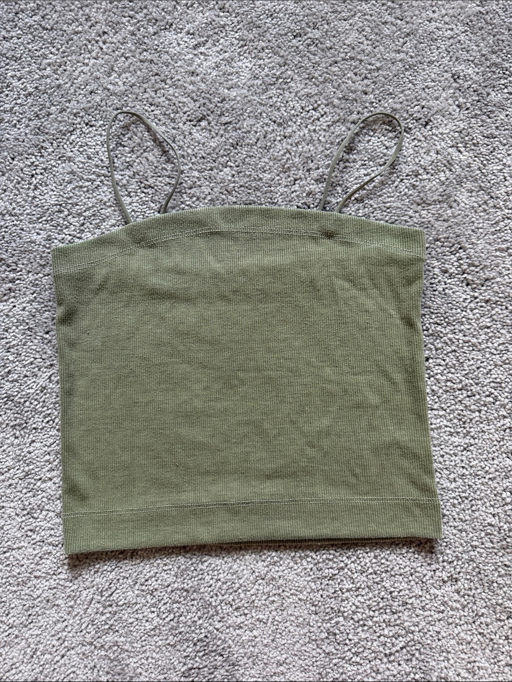 American Eagle Olive Green Knit Spaghetti Strap Tank Top